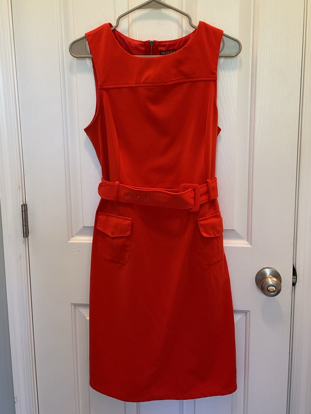 Merona Orange Sleeveless Belted Midi Dress